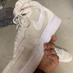 Creme suede Nike Air Force ones